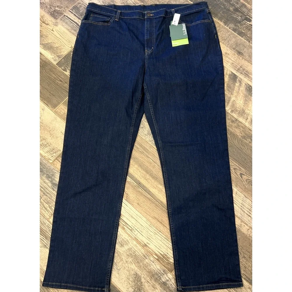 New‎ $79 L.L. Bean Jeans Mens Dark Indigo Denim Classic Fit Straight Leg 44x34